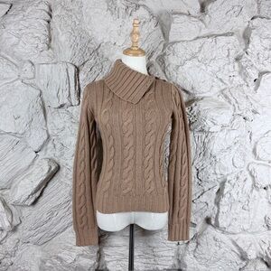 Ralph Lauren Blue Label Wool Cashmere Blend Cable-Knit Sweater Porcini | S